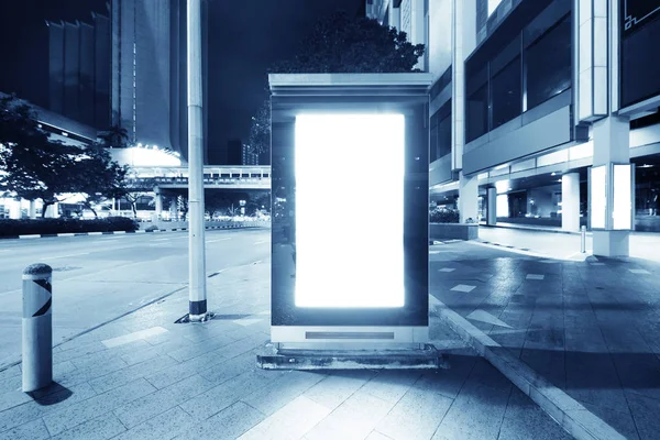 Blank Billboard Street Midtown Singapore Night — Stock Photo, Image