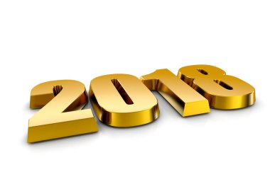 3D illüstrasyon altın 2018 izole