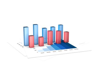3D illüstrasyon iş çubuk grafiği