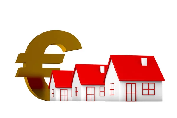 Illustration Maisons Signe Monnaie Euro Sur Fond Blanc — Photo