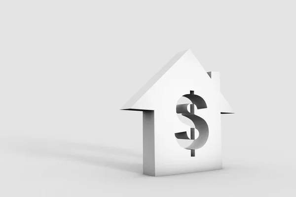 3d illustration house and dollar — Stock Photo, Image