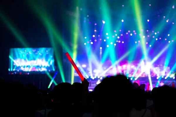 Gente abarrotada en el concierto al aire libre en la noche — Foto de Stock