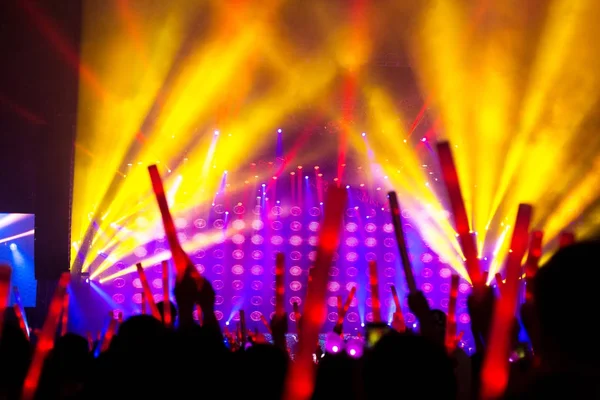 Gente abarrotada en el concierto al aire libre en la noche — Foto de Stock