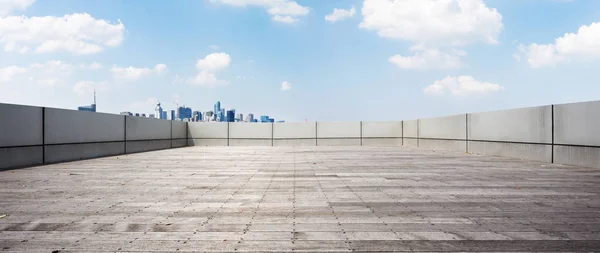 Empty Brick Floor Cityscape Hangzhou Blue Cloud Sky — Stock Photo, Image