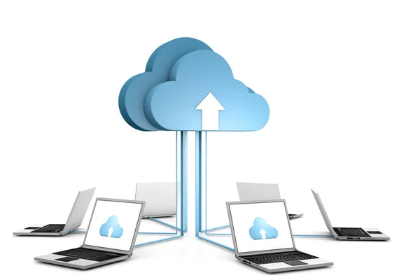 Illustration Network Data Cloud Computers White Background — Stock Photo, Image