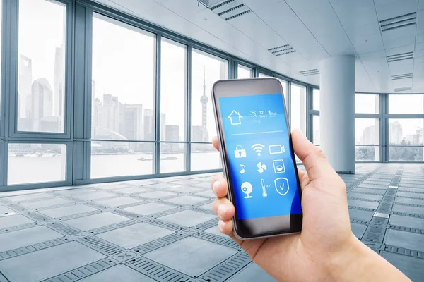 Smartphone Smart Home Modern Office Sunbeam — Stock Photo, Image