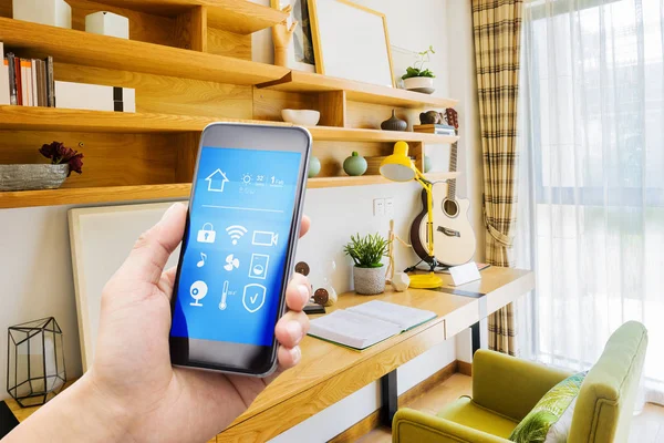 smartphone with smart home and modern study