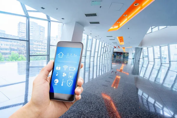 Smartphone Smart Home Modern Corridor — Stock Photo, Image
