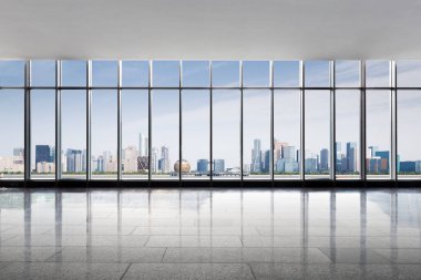 Boş ofis ve hangzhou qianjiang new city penceresinin dışında cityscape