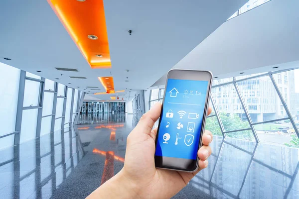 Smartphone Smart Home Modern Corridor — Stock Photo, Image