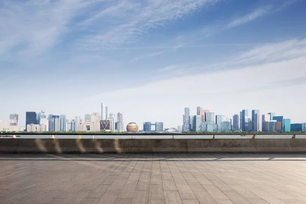 Pavimento Marmo Vuoto Paesaggio Urbano Hangzhou Qianjiang Nuova Città Nel — Foto Stock