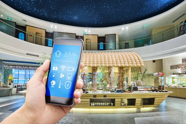 Smartphone Smart Home Modern Business Hall Hotel — Stock Photo, Image