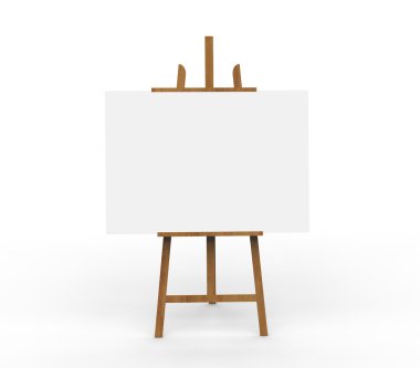 3D çizim ob boş tuval ahşap bir şövale üzerinde