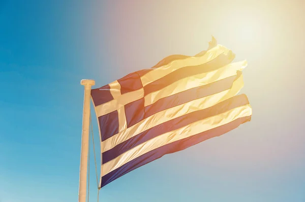Vlag van het Griekenland in de wind — Stockfoto