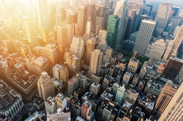 Sunset on skyscrapers of Manhattan — Stock Photo, Image