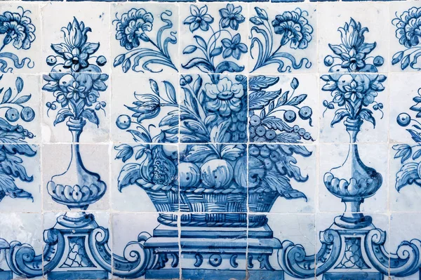 Gammel blå azulejo i Cascais - Stock-foto
