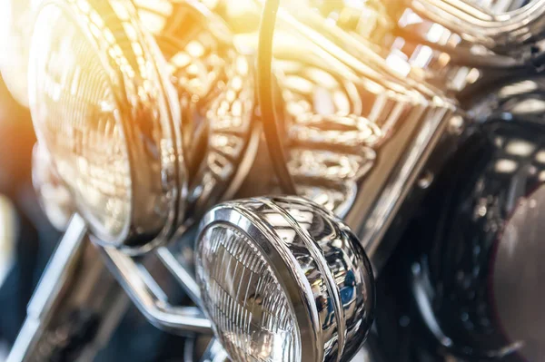 Headlight of a powerful motorbike — Stock Photo, Image