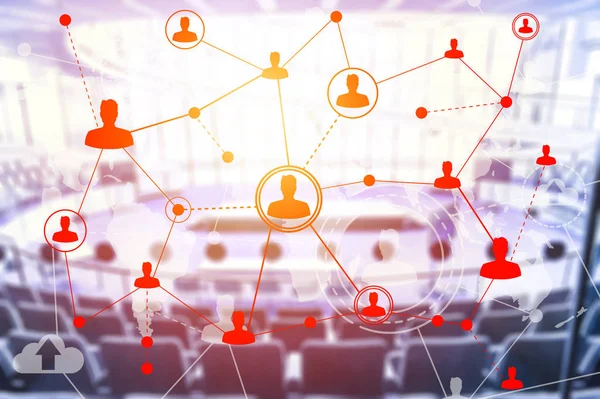 Sociala nätverk teknik i en konferenssal — Stockfoto
