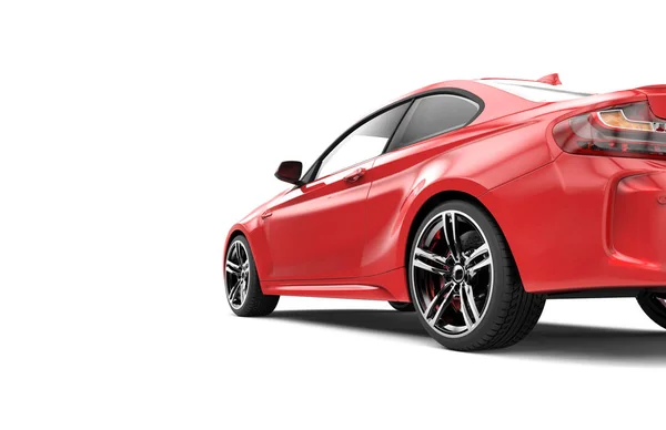Rückseite eines roten Luxusautos isoliert auf weißem Hintergrund — Stockfoto