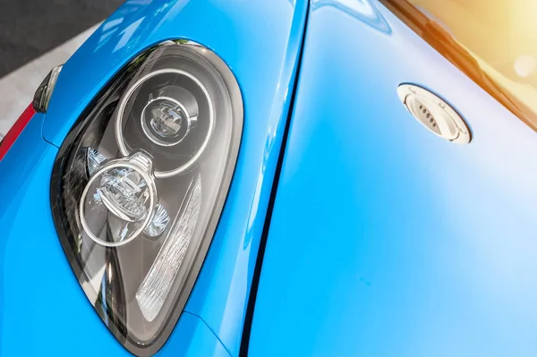 Close up of a blue sport luxury car — Stock Photo, Image