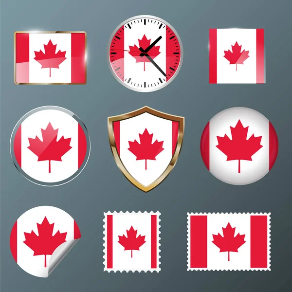 Collection flag Canada — Stock Vector