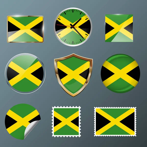 Collection flag Jamaica — Stock Vector