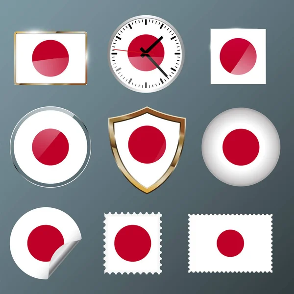 Collezione bandiera Giappone — Vettoriale Stock
