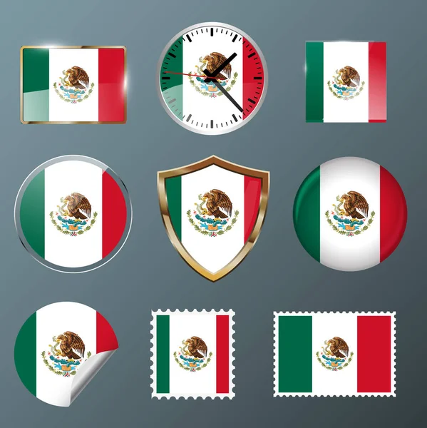 Collection flag Mexico — Stock Vector