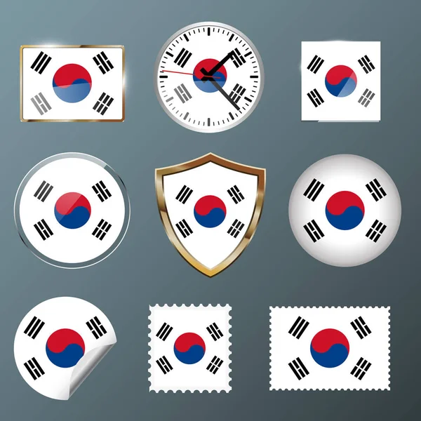 Collection flag South Korea — Stock Vector