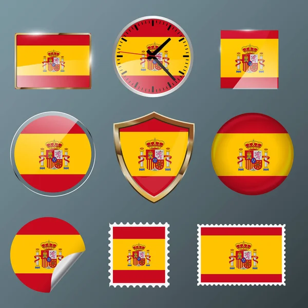 Collection flag Spain — Stock Vector