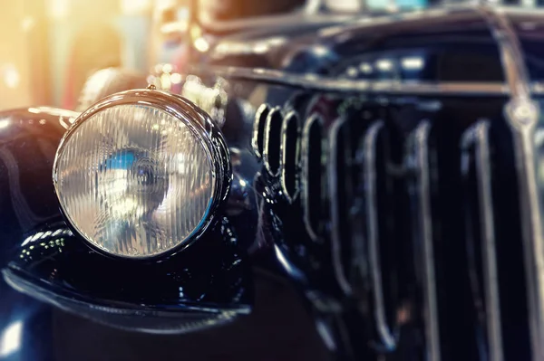 Closeup of a vintage blue car — Stock Photo, Image