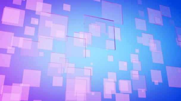 Blauer und pinkfarbener Hintergrund mit sich bewegenden Quadraten — Stockvideo