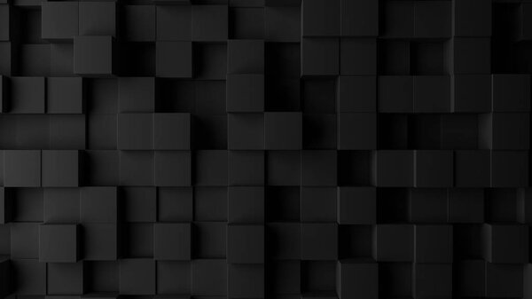 Dark squares abstract background. Realistic wall of cubes.3D illustration