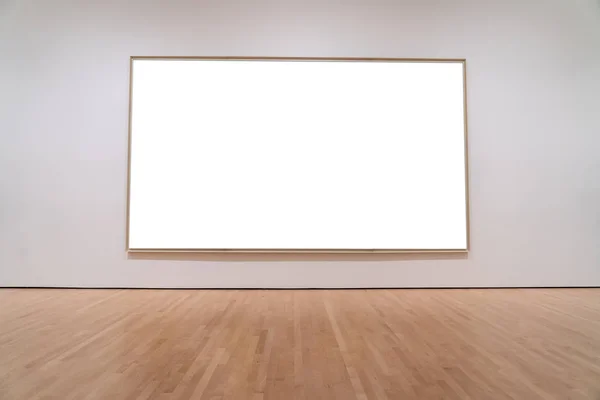 White billboard on a wall in a museum — 스톡 사진