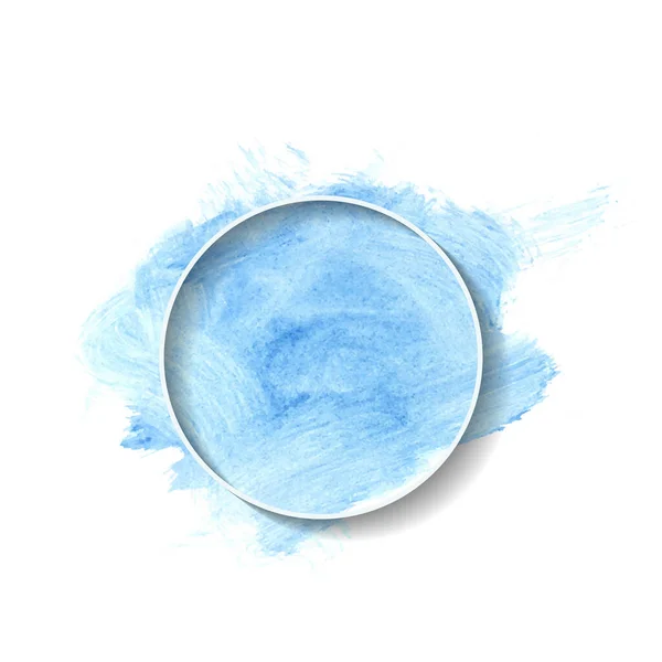 Cadre Géométrique Blanc Sur Aquarelle Bleue Illustration Tache — Photo