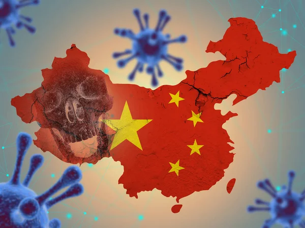 Mapa Chin Zakaźnym Wirusem Ilustracji — Zdjęcie stockowe