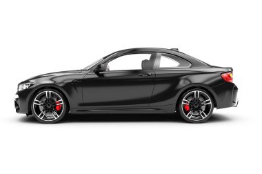 Lateral view of a generic and brandless black modern sport car: 3D illustration