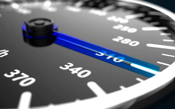 Крупним Планом Спідометр Автомобіля Голкою Вказує Високу Швидкість Ілюстрація — стокове фото