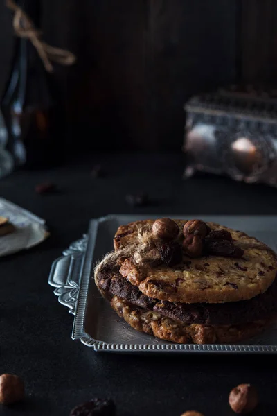 Słodkie zdrowe ciasteczka z orzechów laskowych — Zdjęcie stockowe