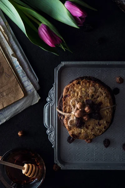 Biscoitos saudáveis doces com avelãs — Fotografia de Stock