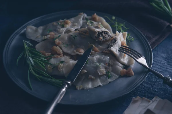 Gnocchi Con Cavolo Funghi — Foto Stock