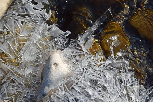 Freezed water at a river — Stock Photo, Image