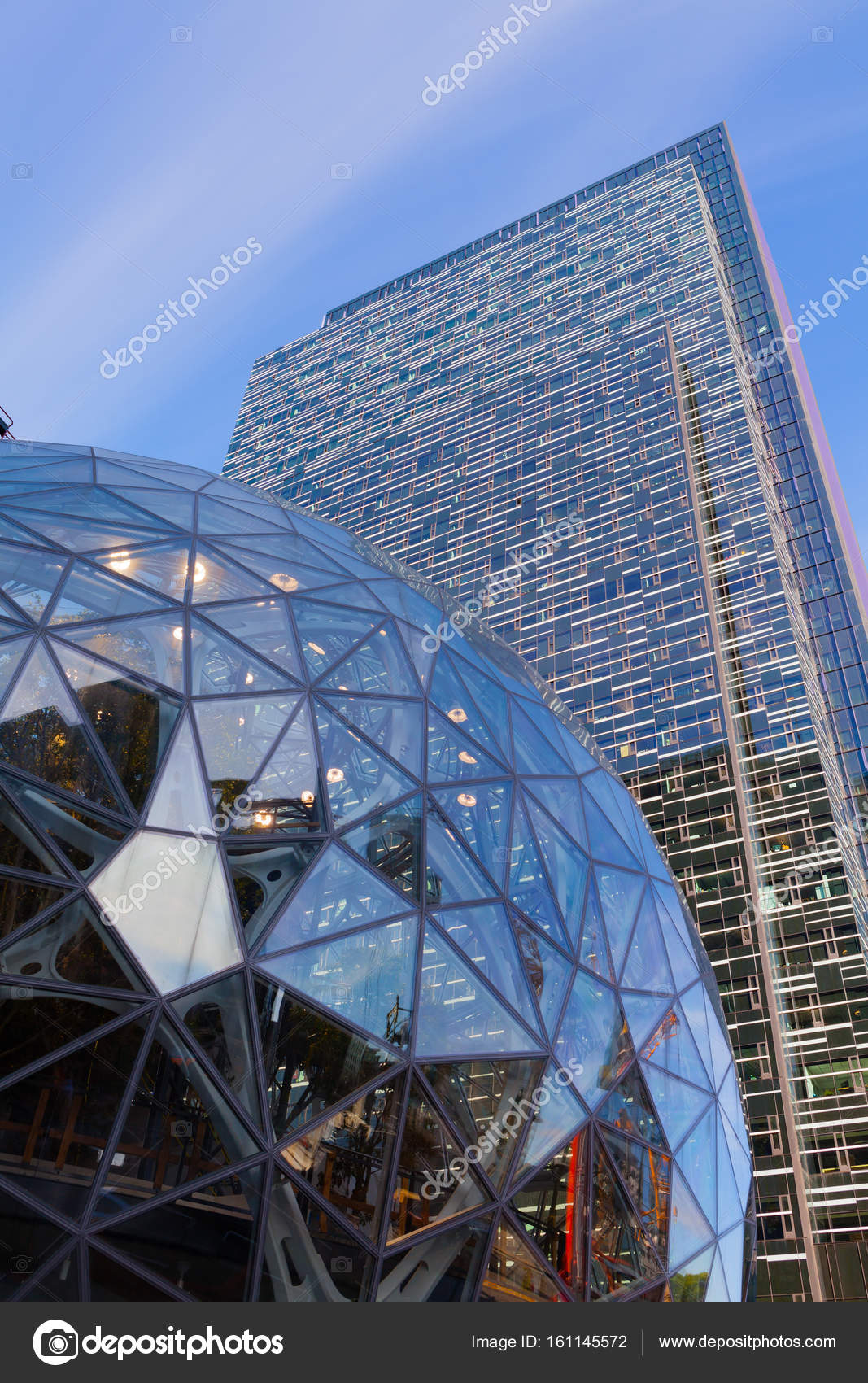 Amazon Corporate Headquarters and Spheres, Seattle, Washington Stock