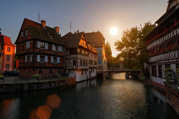 Strasbourg Petite Fransa Bölgesi Gün batımı — Stok fotoğraf