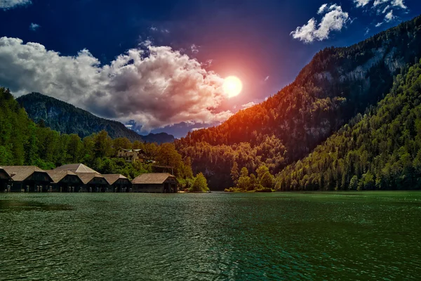 Puesta de sol de lago Konigsee — Foto de Stock