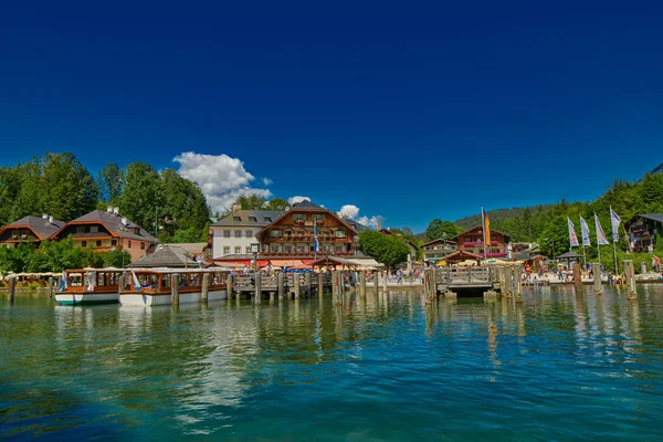 Konigsee Village vista desde el barco — Foto de Stock