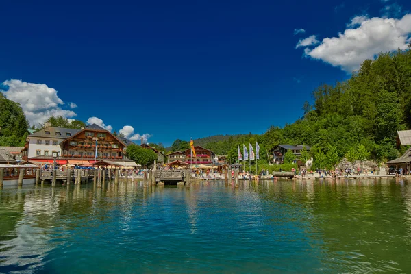 Tekne görünümünden Konigsee Köyü — Stok fotoğraf