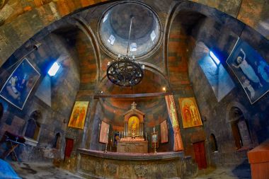 KHOR VIRAP MONASTERY, ARMENIA - 03 AUGUST 2017: Interior of Famo clipart