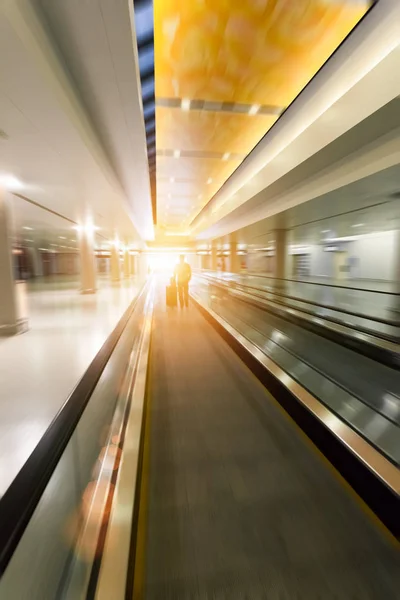 Moving escalator in airport — Stock Photo, Image