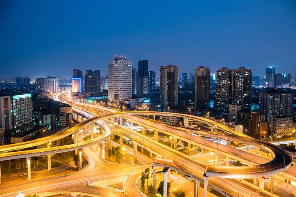 Chengdu viaduct bij nacht — Stockfoto